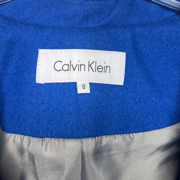 Calvin Klein Wool Blend Trench Pea Coat Women's Size 8 Cobalt Blue - Picture 10 of 16